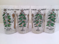 Load image into Gallery viewer, John Sutton - Signed Mid-Century Angel and Christmas Tree Flocked Glasses (Set of 4)
