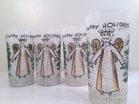 Load image into Gallery viewer, John Sutton - Signed Mid-Century Angel and Christmas Tree Flocked Glasses (Set of 4)
