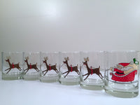 Load image into Gallery viewer, Cera Signed Vintage Santa Sleigh Ride Double Old Fashion Glasses (Set of 6)
