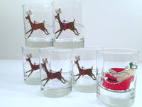 Load image into Gallery viewer, Cera Signed Vintage Santa Sleigh Ride Double Old Fashion Glasses (Set of 6)
