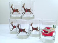 Load image into Gallery viewer, Cera Signed Vintage Santa Sleigh Ride Double Old Fashion Glasses (Set of 6)

