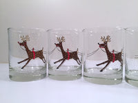 Load image into Gallery viewer, Cera Signed Vintage Santa Sleigh Ride Double Old Fashion Glasses (Set of 6)
