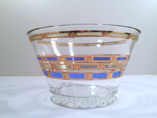 Culver Mid-Century Blue & 22-Karat Gold Empress Ice Container