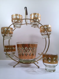 Load image into Gallery viewer, Culver - Signed Valencia Mid-Century Green &amp; 22-Karat Gold Ferris Wheel Drink Set
