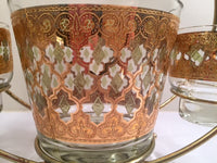 Load image into Gallery viewer, Culver - Signed Valencia Mid-Century Green &amp; 22-Karat Gold Ferris Wheel Drink Set
