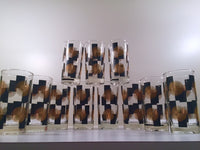 Load image into Gallery viewer, Anchor Hocking - Mid-Century Black Square with 22-Karat Gold Atomic Burst Glasses (Set of 11)
