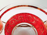 Load image into Gallery viewer, Culver - Mid-Century 22-Karat Gold &amp; Red Paisley Ferris Wheel Drink Set (6 glasses, Ice Container, Carrier)
