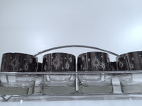 Load image into Gallery viewer, Vitreon Queens Luster - Mid-Century Atomic Bar Set with Carrier (8 Low-Ball Glasses, Carrier &amp; Original Box)
