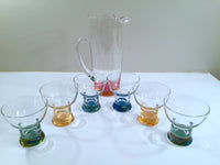 Load image into Gallery viewer, Mid-Century Vintage Rainbow Martini Pitcher with 6 low-ball glasses (1 Pitcher and 6 Low-Ball Glasses)
