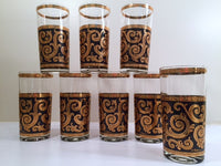 Load image into Gallery viewer, Culver - Signed Mid-Century 22-Karat Gold Baroque Scroll Highball Glasses (Set of 8)
