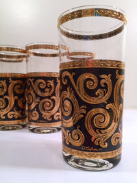 Load image into Gallery viewer, Culver - Signed Mid-Century 22-Karat Gold Baroque Scroll Highball Glasses (Set of 8)
