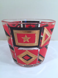 Load image into Gallery viewer, Washington Glass Mid-Century Geometric Red, Black &amp; 22-Karat Gold Ice Container
