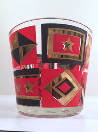 Load image into Gallery viewer, Washington Glass Mid-Century Geometric Red, Black &amp; 22-Karat Gold Ice Container
