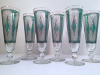 Load image into Gallery viewer, Libbey Mid-Century Emerald Champagne/ Pilsner Glasses (Set of 6)
