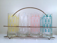 Load image into Gallery viewer, Fred Press - Signed Mid-Century Raindrop Bar Set (8 glasses and Carrier)

