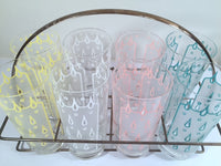 Load image into Gallery viewer, Fred Press - Signed Mid-Century Raindrop Bar Set (8 glasses and Carrier)
