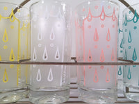 Load image into Gallery viewer, Fred Press - Signed Mid-Century Raindrop Bar Set (8 glasses and Carrier)
