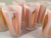 Load image into Gallery viewer, Fred Press - Signed Mid-Century 22-Karat Gold Frosted Pink Leaf Glasses (Set of 6)
