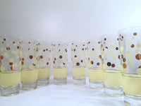 Load image into Gallery viewer, Fred Press Signed Mid-Century Yellow and 22-Karat Gold Polka Dot Tall Collins Glasses (Set of 7)
