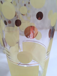 Load image into Gallery viewer, Fred Press Signed Mid-Century Yellow and 22-Karat Gold Polka Dot Tall Collins Glasses (Set of 7)
