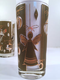 Load image into Gallery viewer, Fred Press - Signed Mid-Century Green &amp; 22-Karat Gold Christmas Angel Glasses (Set of 7)
