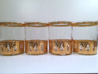 Load image into Gallery viewer, Culver Signed Antigua Mid-Century 22-Karat Gold Double Old Fashion Glasses (Set of 4)
