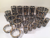 Load image into Gallery viewer, Mid-Century Jeannette Glassware Black and 22-Karat Gold Geometric 25-Piece Bar Set
