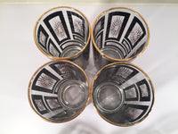 Load image into Gallery viewer, Mid-Century Jeannette Glassware Black and 22-Karat Gold Geometric 25-Piece Bar Set
