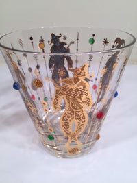 Load image into Gallery viewer, Culver Mid-Century Mardi Gras Jester Double Old Fashion With Jewels Glasses (Set of 4)
