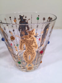 Load image into Gallery viewer, Culver Mid-Century Mardi Gras Jester Double Old Fashion With Jewels Glasses (Set of 4)
