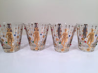 Load image into Gallery viewer, Culver Mid-Century Mardi Gras Jester Double Old Fashion With Jewels Glasses (Set of 4)

