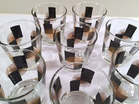 Load image into Gallery viewer, Anchor Hocking - Mid-Century Black Square with 22-Karat Gold Atomic Burst Bar Set  (Set of 24 Glasses)
