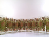 Load image into Gallery viewer, Pasinski Signed Mid-Century Avocado and 22-Karat Gold Embellished Glasses (Set of 8)
