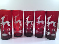 Load image into Gallery viewer, Anchor Hocking Red Gazelle Mid-Century Collins Glasses (Set of 5)
