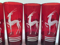 Load image into Gallery viewer, Anchor Hocking Red Gazelle Mid-Century Collins Glasses (Set of 5)
