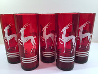 Load image into Gallery viewer, Anchor Hocking Red Gazelle Mid-Century Collins Glasses (Set of 5)
