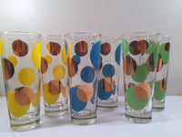 Load image into Gallery viewer, Russel Wright Mid-Century Bright Blue, Green, Yellow &amp; 22-Karat Gold Eclipse Tall Collins Glasses (Set of 6)
