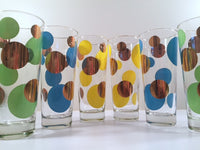 Load image into Gallery viewer, Russel Wright Mid-Century Bright Blue, Green, Yellow &amp; 22-Karat Gold Eclipse Tall Collins Glasses (Set of 6)
