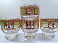 Load image into Gallery viewer, Culver Mid-Century Prada Green &amp; 22-Karat Gold Small Martini - Whisky Glasses (Set of 4)
