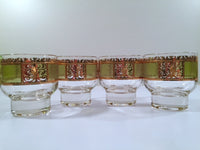 Load image into Gallery viewer, Culver Mid-Century Prada Green &amp; 22-Karat Gold Small Martini - Whisky Glasses (Set of 4)
