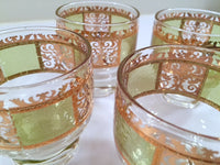 Load image into Gallery viewer, Culver Mid-Century Prada Green &amp; 22-Karat Gold Small Martini - Whisky Glasses (Set of 4)
