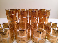 Load image into Gallery viewer, Culver Mid-Century 22-Karat Gold Embossed Rectangular Bar Set (Set of 8 Glasses)
