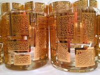Load image into Gallery viewer, Culver Mid-Century 22-Karat Gold Embossed Rectangular Bar Set (Set of 8 Glasses)
