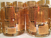 Load image into Gallery viewer, Culver Mid-Century 22-Karat Gold Embossed Rectangular Bar Set (Set of 8 Glasses)
