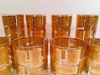 Load image into Gallery viewer, Culver Mid-Century 22-Karat Gold Embossed Rectangular Bar Set (Set of 8 Glasses)
