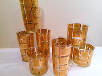 Load image into Gallery viewer, Culver Mid-Century 22-Karat Gold Embossed Rectangular Bar Set (Set of 8 Glasses)
