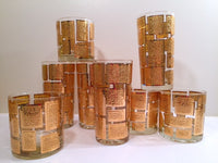 Load image into Gallery viewer, Culver Mid-Century 22-Karat Gold Embossed Rectangular Bar Set (Set of 8 Glasses)
