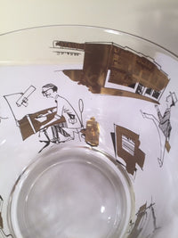 Load image into Gallery viewer, Mid-Century 22-Karat Gold and Black Mad Men Advertising Glass Ice Bucket with Carrier
