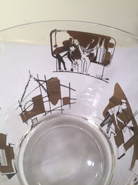 Load image into Gallery viewer, Mid-Century 22-Karat Gold and Black Mad Men Advertising Glass Ice Bucket with Carrier
