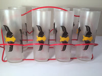 Load image into Gallery viewer, Federal Glass Mid-Century Under the Sea Fish Collins Glasses with Red Carrier (Set of 8 Glasses and Carrier)
